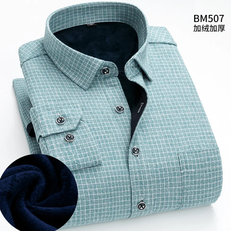 Горячая Распродажа плюс-размер 5XL 6XL 7XL 8XL Печать плед тайч Теплая мужская рубашка с пухом высокое качество Мягкая красная синяя одежда для зрелых - Цвет: BM507