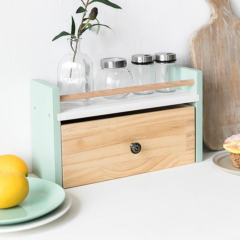 

Small Desktop Wood Shelf with Drawer