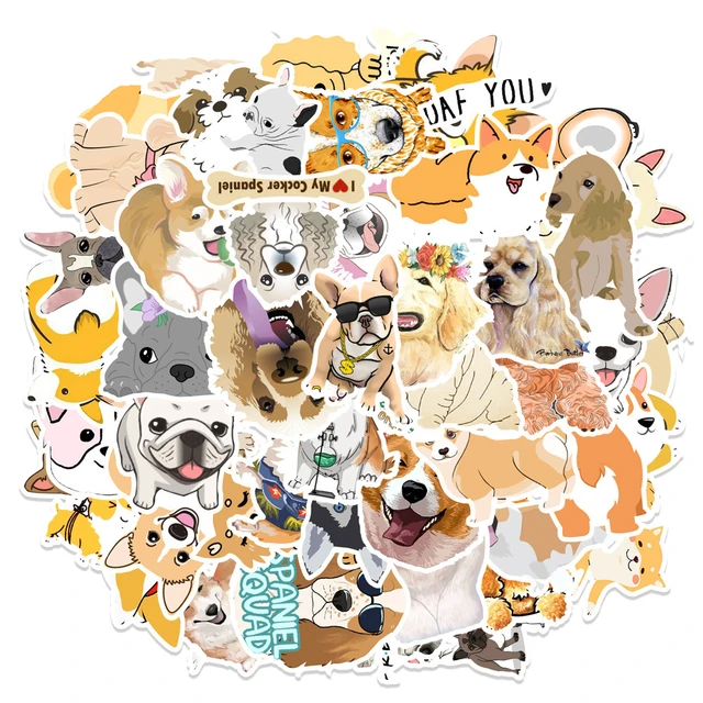 50 PCS Cartoon Stickers Dog Cute Different Style Dogs Sticker