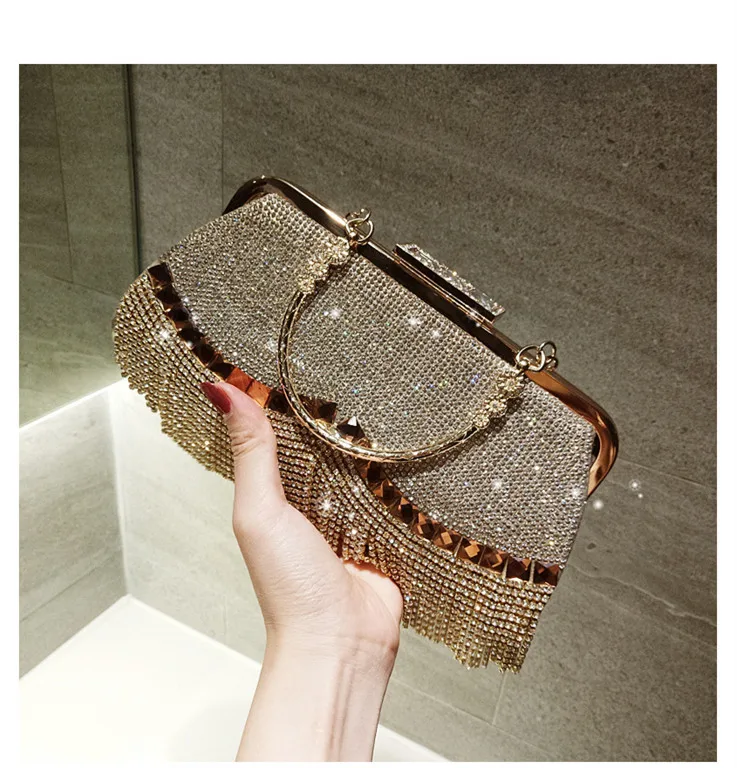 Vvsha Women purses and handbags luxury designer Clutch Bag 2022 new  Rhinestone Banquet Gold Evening Ba…