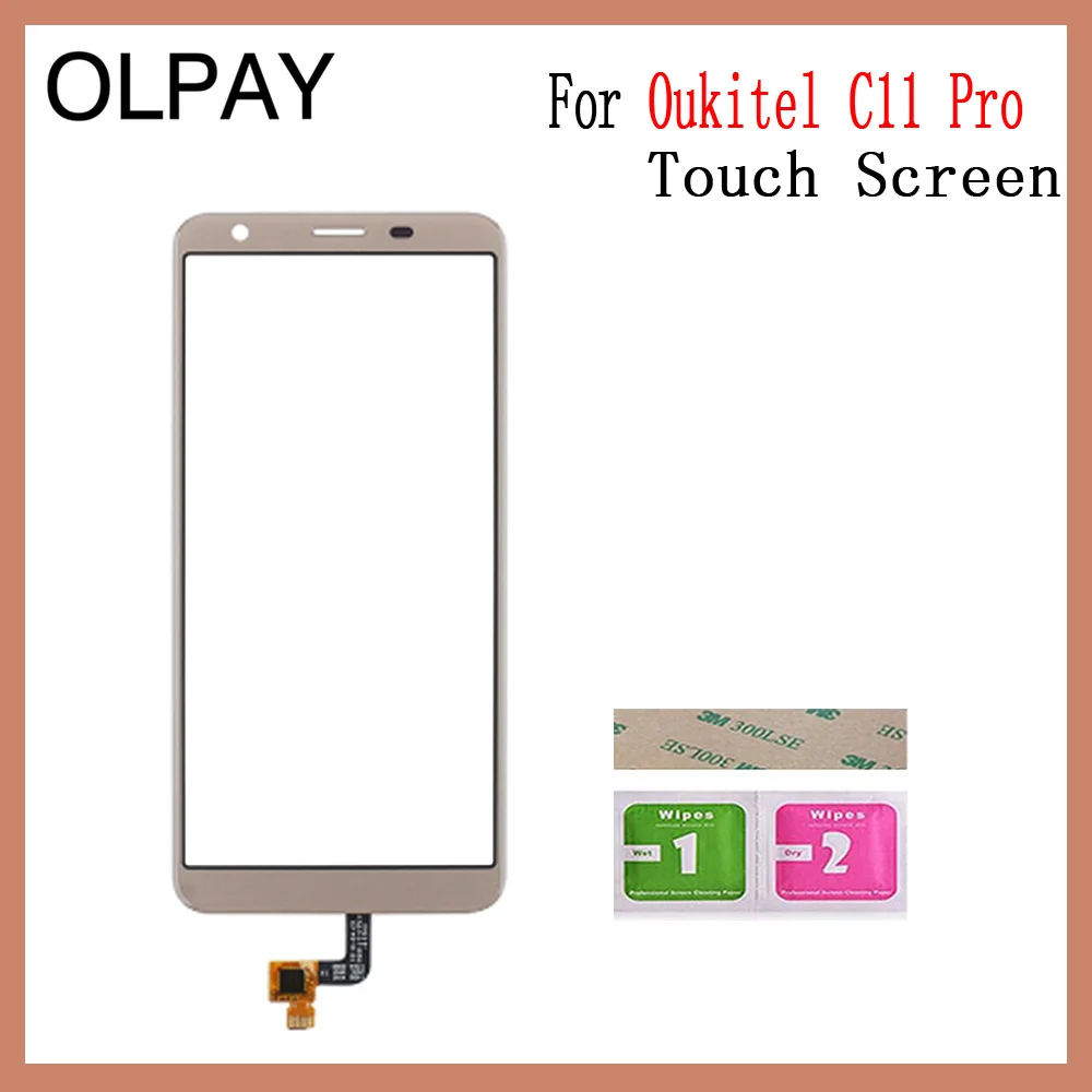 C11 Pro Gold Сенсорная панель мобильного телефона для Oukitel C3 C4 C5 C8 C9 C11 Pro Сенсорный экран дигитайзер сенсор внешняя стеклянная панель объектива - Цвет: C11 Pro Gold