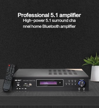 

KYYSLB 430*285*90mm 650W 220V50Hz 4-16ohm Professional Household 5.1 Amplifier High Power Bluetooth HDMI Subwoofer Amplifier