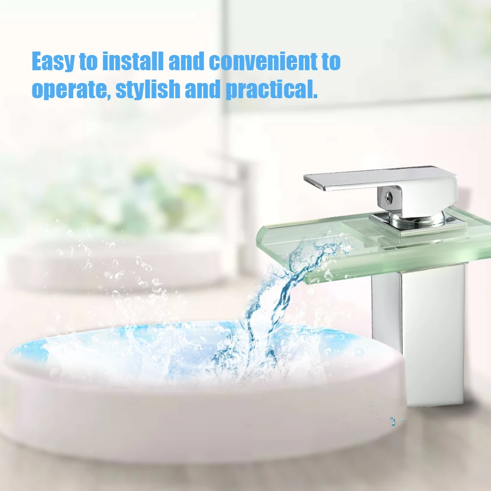 Power kitchen faucet LED Bathroom Basin Water Faucet Hot and Cold Crane Basin Tap Waterfall kitchen mixer fashion water saver