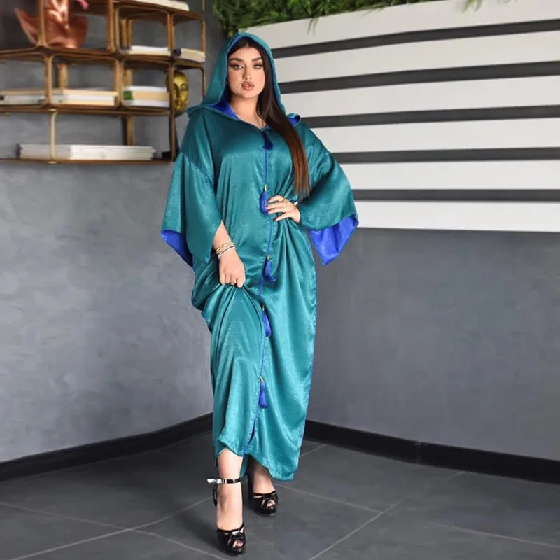 Fashion Dubai Abaya Muslim Hooded Dresses For Women 2021 Oversize Beautikful Tassel Boubou Kimono Turkish Kaftan Clothes formal dresses south africa