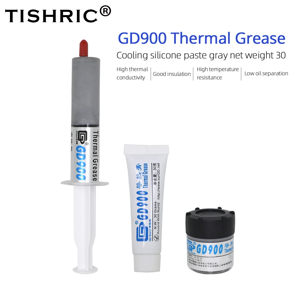 

TISHRIC 30 g GD900 Thermal Grease Conductive Grease Paste Heatsink For Processors CPU Water Cooler Fan backplate