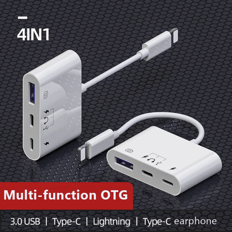 OTG USB Adapter for Lightning to type c U disk charger camera headphone mouse data transfer for iPhone 7 8 11 12 X XS pro ios 14
