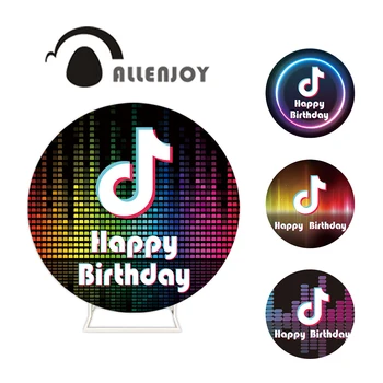 

Allenjoy tok tik clothes round backdrop cover for photography happy birthday party photo studio circle background decoracion