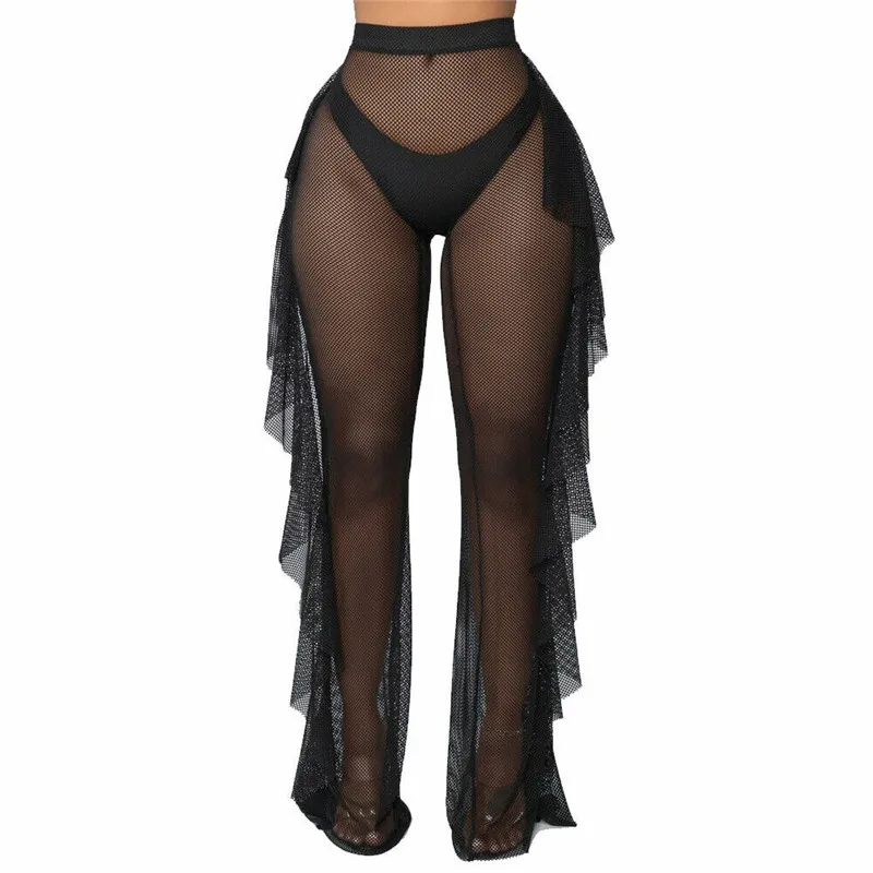 Sheer Mesh Ruffle Beach Cover 