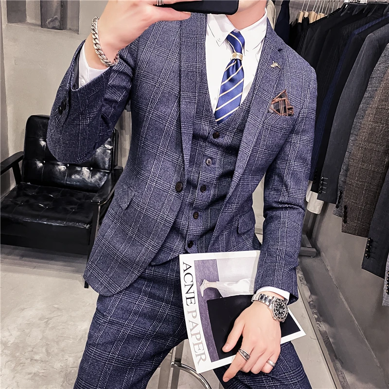 Latest Design Green Plaid Men Wedding Suits Fashion Check Suit 2 pieces Men  Vintage Prom Banquet Vintage Tuxedo (Blazer+Pants) - AliExpress