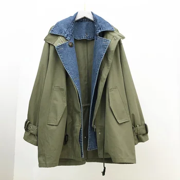

Jacket Female Korean Style 2020 New Spring Fashion Casual Cotton Women Jacket Denim Splice Zipper Women Clothing