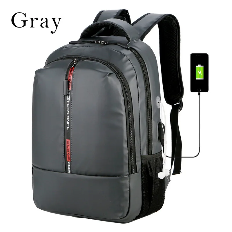 Модный мужской рюкзак для ноутбука с usb зарядкой, рюкзаки для компьютера, повседневные стильные сумки, большая мужская деловая дорожная сумка, рюкзак - Цвет: gray