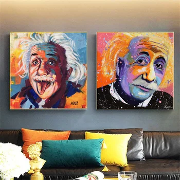 

Einstein Portrait Tongue out Wall Pop Art Graffiti Canvas Print Picture Painting For Living Room Home Wall art Decor Posters