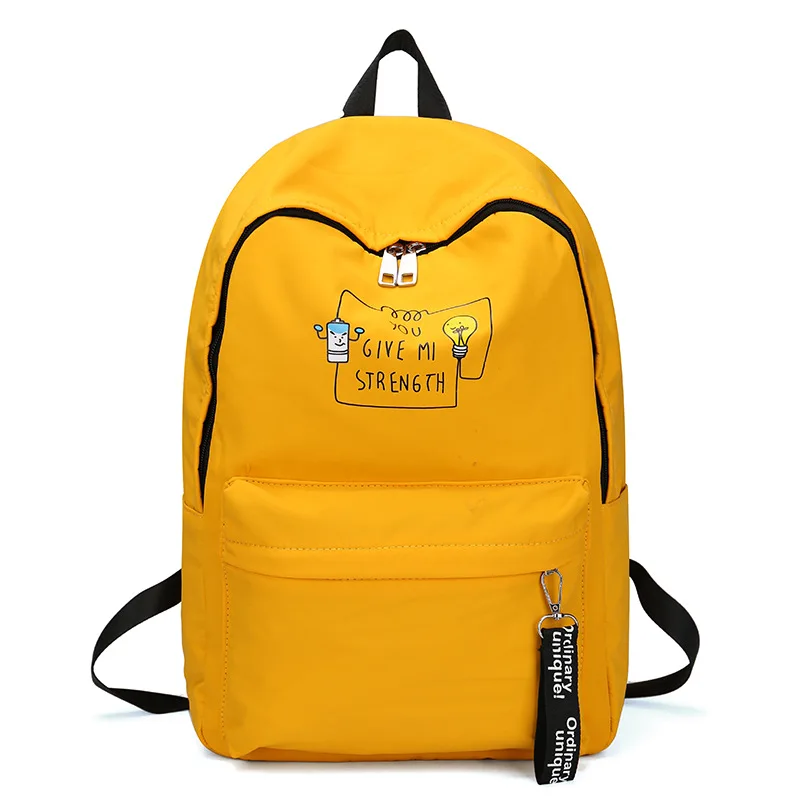 

Summer New Style Canvas Backpack Women's Outdoor Schoolbag Solid Color Large Capacity Bag Burden Relieving