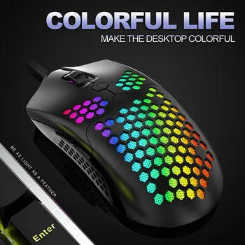 

Lightweight Wired Gaming Mouse 7 Button LED 16000DPI DPI USB Computer Mouse Gamer Mice Hollow-out With Backlight For PC Laptop