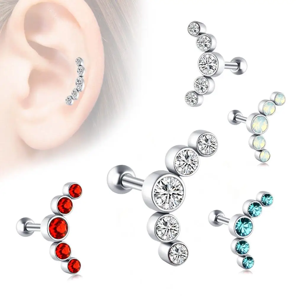 

TIANCIFBYJS New Arrival Gold Gecko Square Crystal Tragus Ear Piercing Plug Stainless Steel Daith Earrings Helix Cartilage Labret