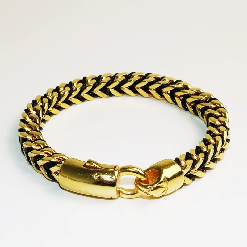 Модный браслет-цепочка золотого цвета из нержавеющей стали браслет для мужчин Панк звено цепи ювелирных изделий 7 мм ширина VB791