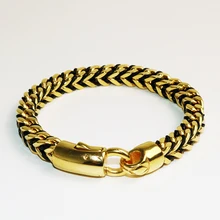 Модный браслет-цепочка золотого цвета из нержавеющей стали браслет для мужчин Панк звено цепи ювелирных изделий 7 мм ширина VB791