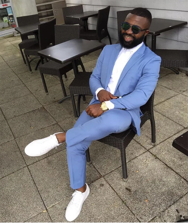 

2020 New Classy Wedding Tuxedos Mens Suits Slim Fit Peaked Lapel Prom BestMan Tailor Made Groomsmen Blazer ( Jacket+Pants)