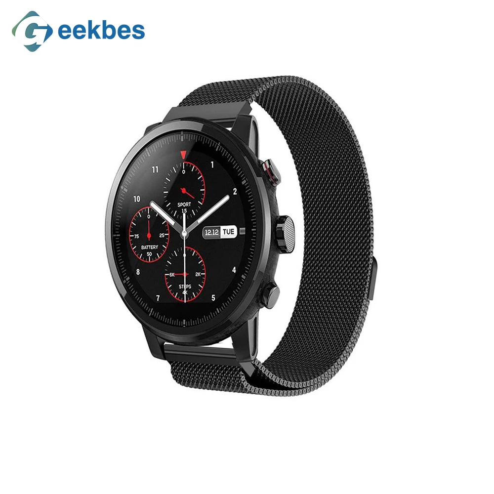 Ремешок для часов 22 мм Huami Amazfit Stratos 2/2S металлический ремешок для часов Миланский магнитный ремешок на присоске