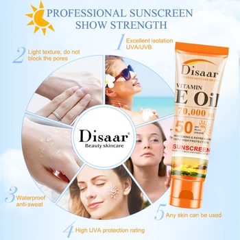 

Spf50++ Vutamin C Sunscreen Cream Waterproof Sunblock Foundation Whitening Isolation Moisturizing Oil Control Face Skin Care Q1