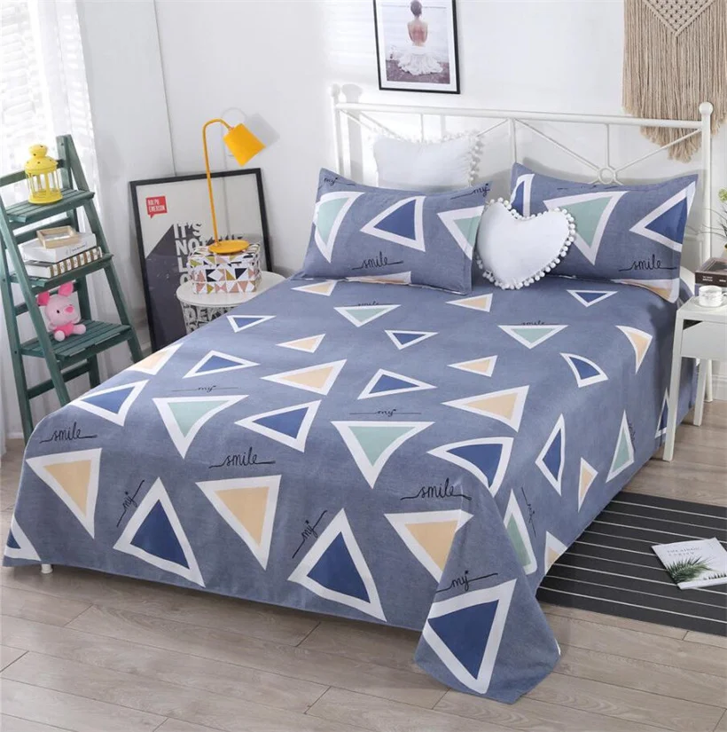 Bed Sheet Home Textile Modern Polyester Cotton Flat Sheets Linens Single Queen King Size Bedspread (Pillowcase Need Order) | Дом и сад