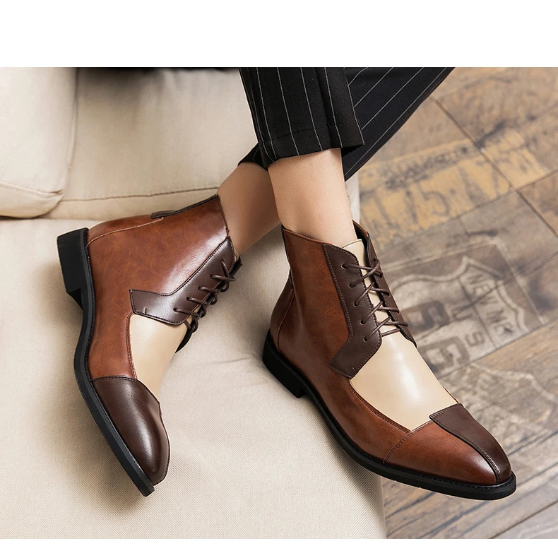 Mayba junge britische Retro-Mode kurze Stiefel Männer tragen widerstands fähige Persönlichkeit farblich passende Schuhe Größe 38-48 – Detail 33