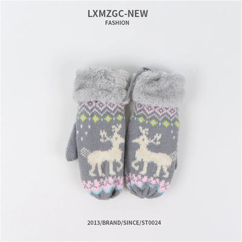 Зимние вязаные перчатки унисекс; Новинка; милые мягкие теплые вязаные перчатки с рождественским оленем; Элегантные Перчатки с имитацией новой коллекции года