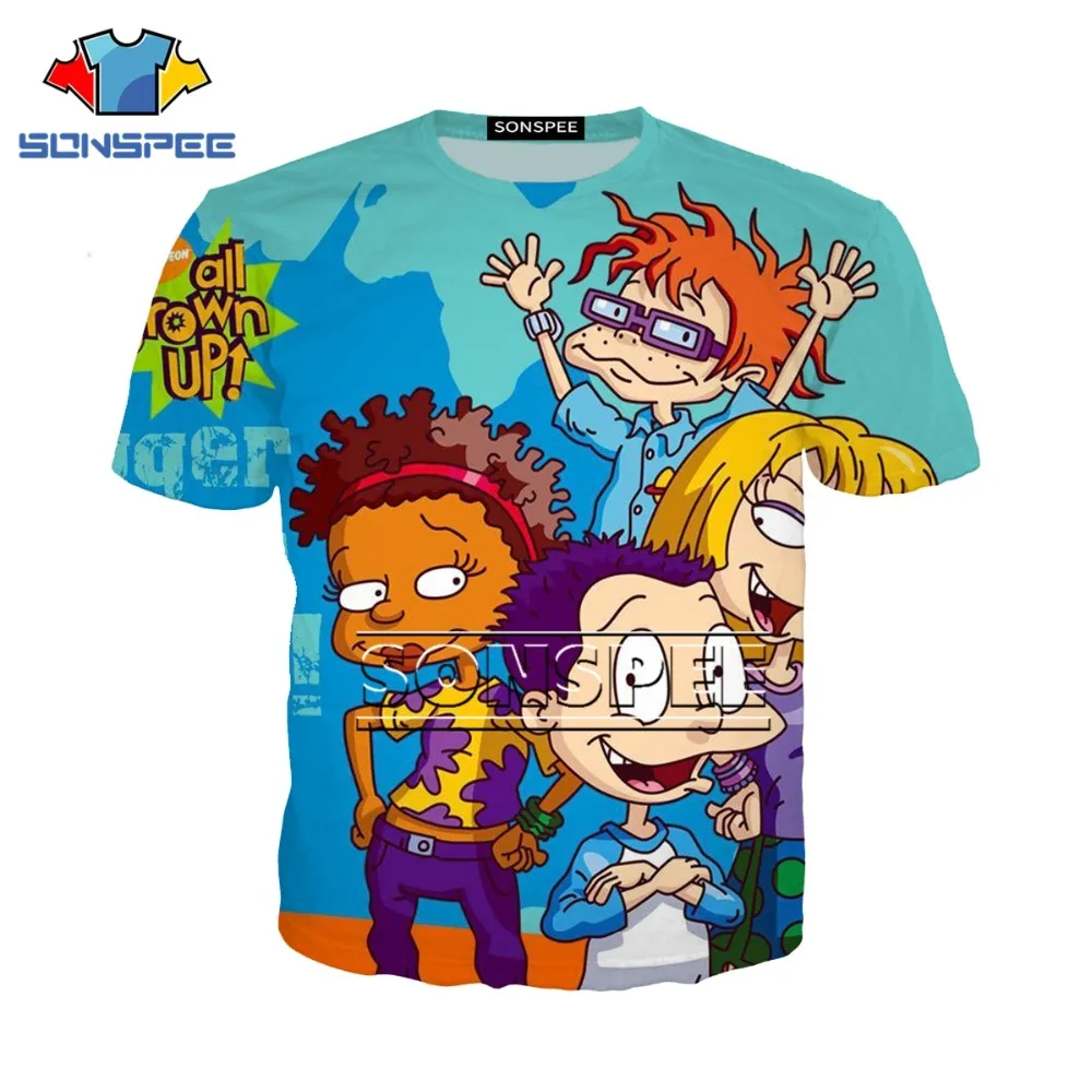 Футболка Rugrats летние топы женские футболки с 3D принтом Femme забавные повседневные короткий рукав Харадзюку футболки для женщин g2