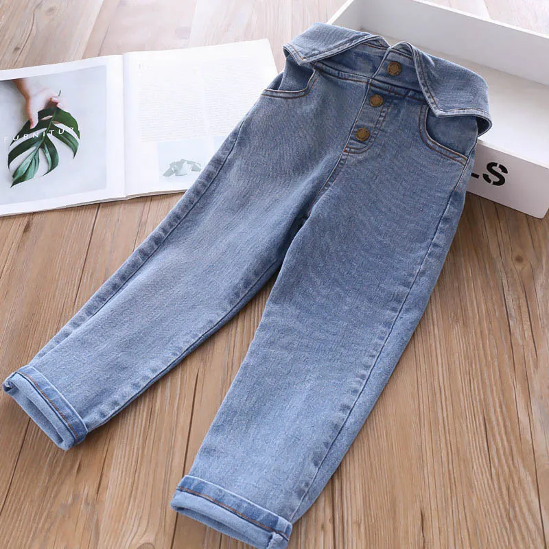 

Autumn 2019 Girl Waist Flipping Micro-elastic Jeans Boy Pants Wholesale