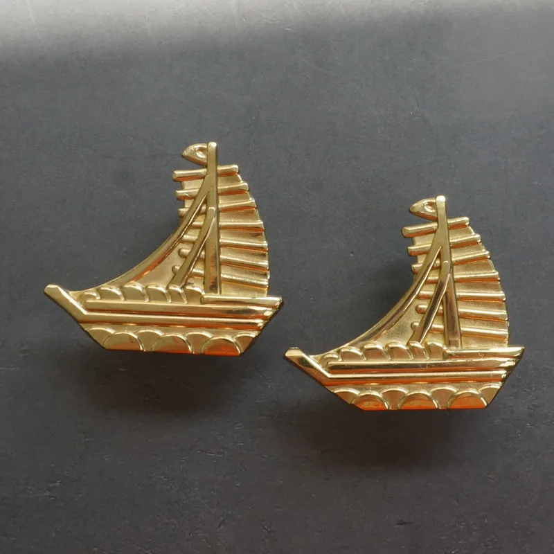 Creative Brass Sailboat Shape Handle Luxury Drawer Pull Wardrobe