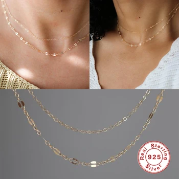 

Aide 100% S925 Sterling Silver Bling Fashion All-Match Layered Glitter Necklace For Women Ladies Fine Jewelry 2020 Bijoux Femme