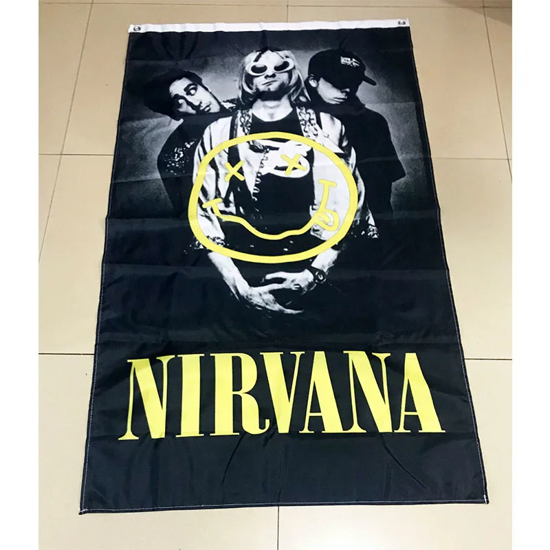 

Nirvana American Rock Band Flag 90*150cm ( 3*5ft ) Size Christmas Decorations for Home Flag Banner Gifts