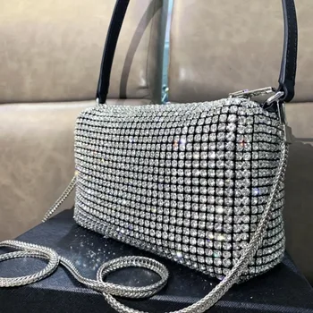 

Fashion Diamond Small Femme Luxury Handbags For Women Brand 2020 Rhinestone Rivet Shoulder Bag Rivet Ladies Handbags Tote Bag A