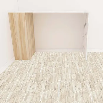

10PCS PVC Floor Sticker Hexagonal Wood Color Self Adhesive Wallpaper Art Mural Decal Anti-Slip Wall Sticker Home Decoration