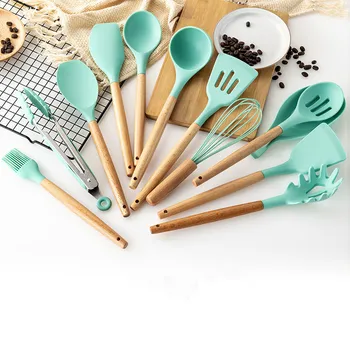 

9PCS Silicone Kitchenware Non-stick Cookware Cooking Tool Spatula Ladle Egg Beaters Shovel Spoon Soup Kitchen Utensils Set