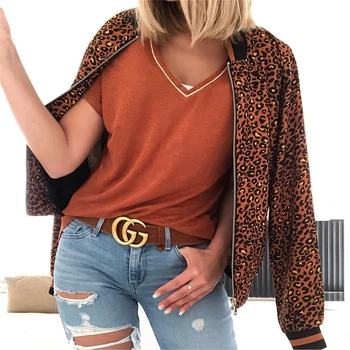 

2019 Winter Women Leopard Printed Long Sleeve Jackets Coat O Neck Zipper Lady High Quality Overcoat Clothes