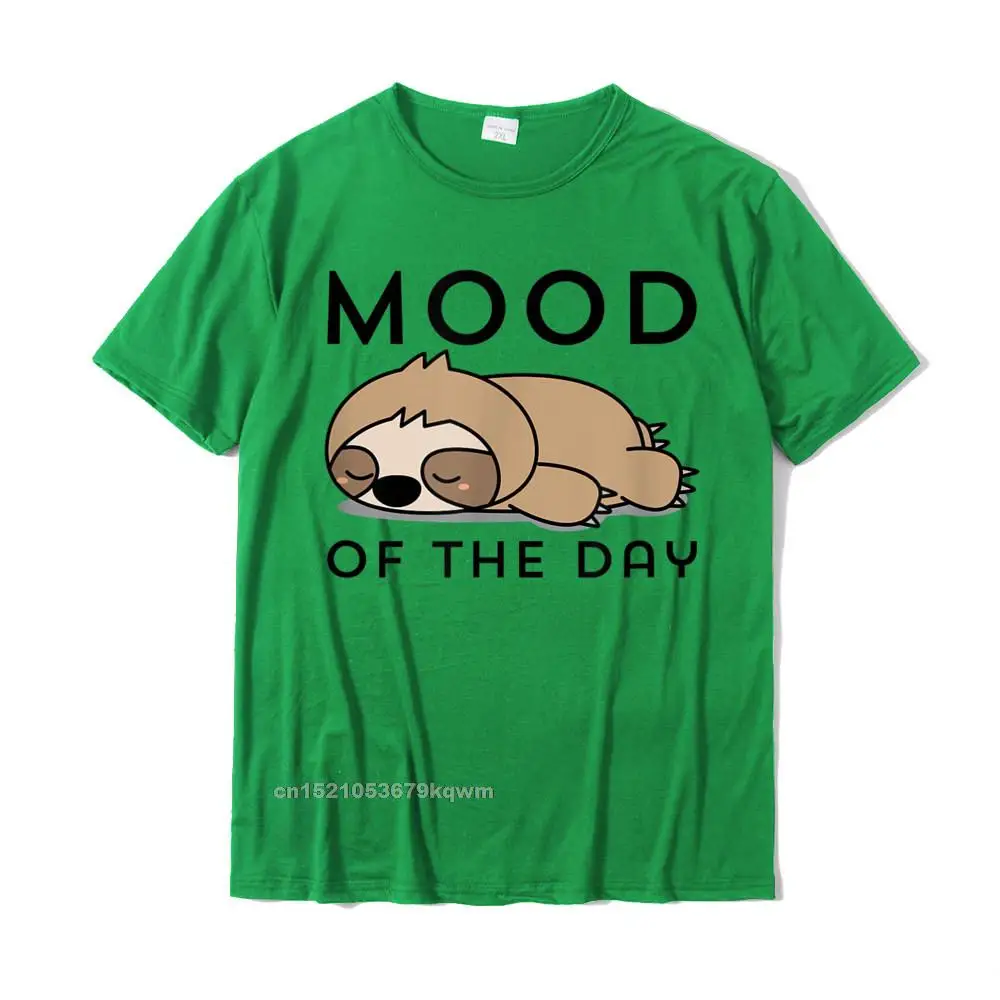 comfortable Cotton Tops Shirt for Boys Party Top T-shirts Printed On Rife Crewneck T Shirts Short Sleeve Top Quality Fun Cute Funny Sloth Mood Design T-Shirt__4468 green