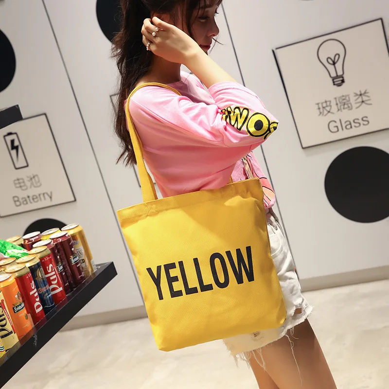 

2018 New Korean Simple Canvas Bag Artistic Students Hand-Style Large-Volume Shoulder Bag-Printed Logo