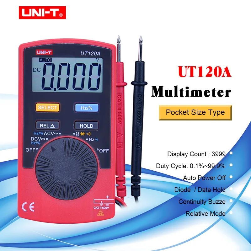 Auto Range Digital Multimeters Unit Ut120a Mini Multimeter Ac/dc