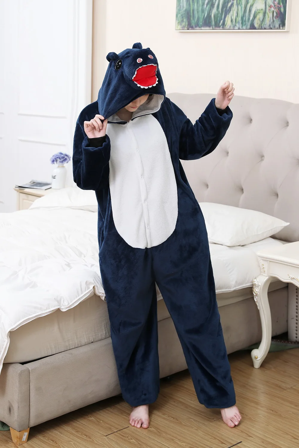 

Pajamas Overalls Mono Hombre Flannel Tyrannosaurus Kigurumi for Adult Pijamas De Animales Sleepwear Jumpsuit Blue Cat Onesie