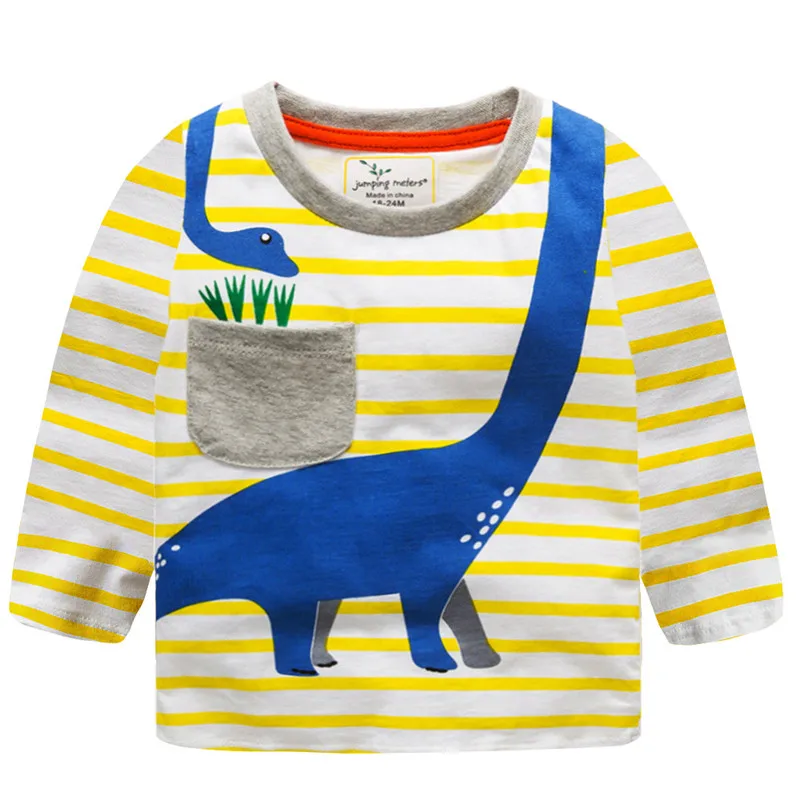 Футболка с длинным рукавом для мальчиков изображением динозавров|boys designer t shirt|boys