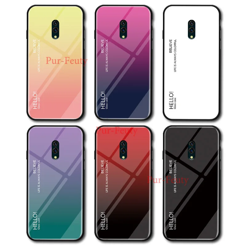 Для Oppo Realme X задняя крышка для телефона 6," Модный плавный Сменный стеклянный чехол для телефона для Oppo K3 силиконовый бампер с полной защитой
