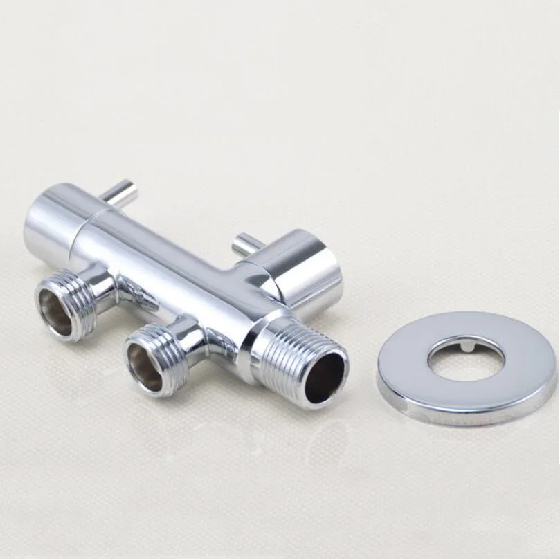 G1/2*1/2 Brass Multi-function Angle Valve Double Switch Dual Control Water Valve One Into Two Out Of The Diverter Valve Faucet