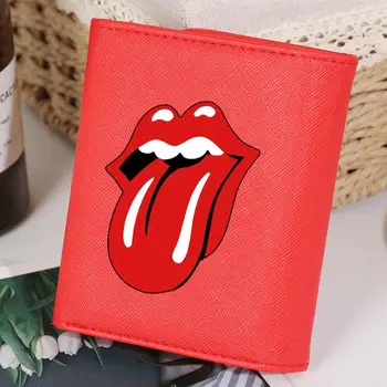 

Women's Leather Wallet Hot Red Lip Pattern Short Three Fold Small Wallet Fashion Ladies Card Holder Coin Money Bag Purse Custom