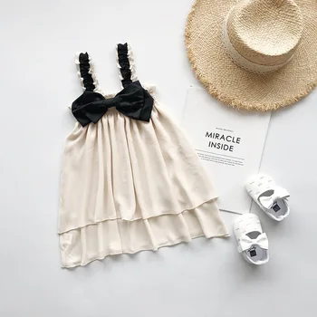 

Summer Toddler Baby Girl Clothes Sleeveless Bow Casual Backless Ruffle Backless Brief Dresses Girls 1-6Y