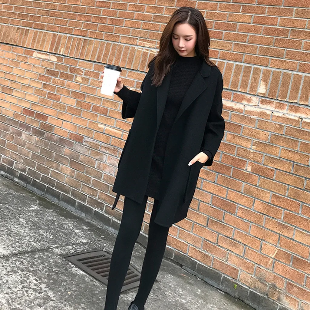 Шерстяное пальто на пуговицах, женское офисное однотонное зимнее офисное пальто с длинным рукавом, Женское зимнее пальто с отложным воротником, cappotto donna, большие размеры