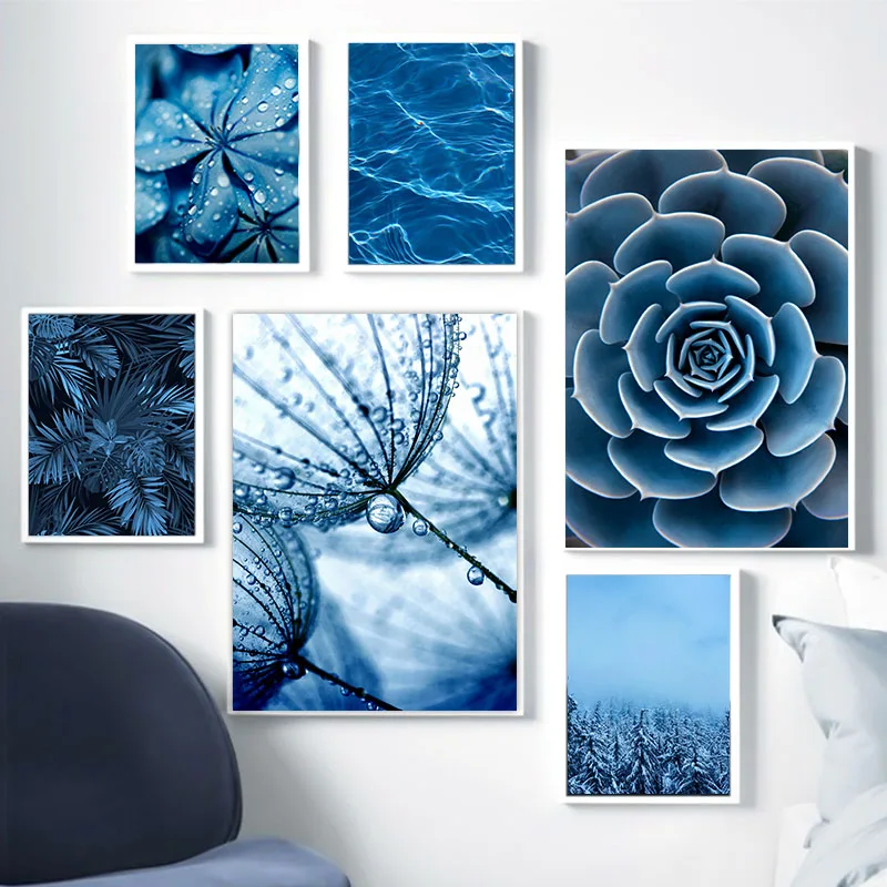 Nordic Blue Dandelion Succulents Monstera Leaves