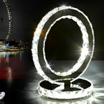 

Modern LED Crystal Table Lamp bedroom Bedside Living Room Office Decoration Ring Shaped Desk Lights YHJ020318