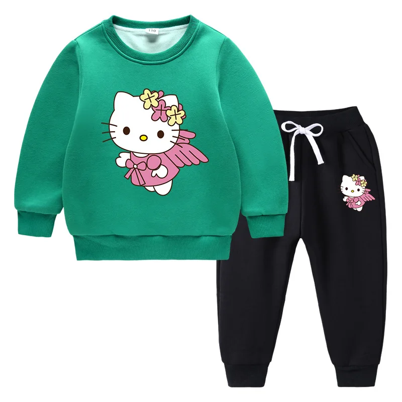 Hello Kitty lindo estampado niños Sudadera con capucha suéter traje más terciopelo grueso cálido niñas invierno de manga larga moda niños ropa