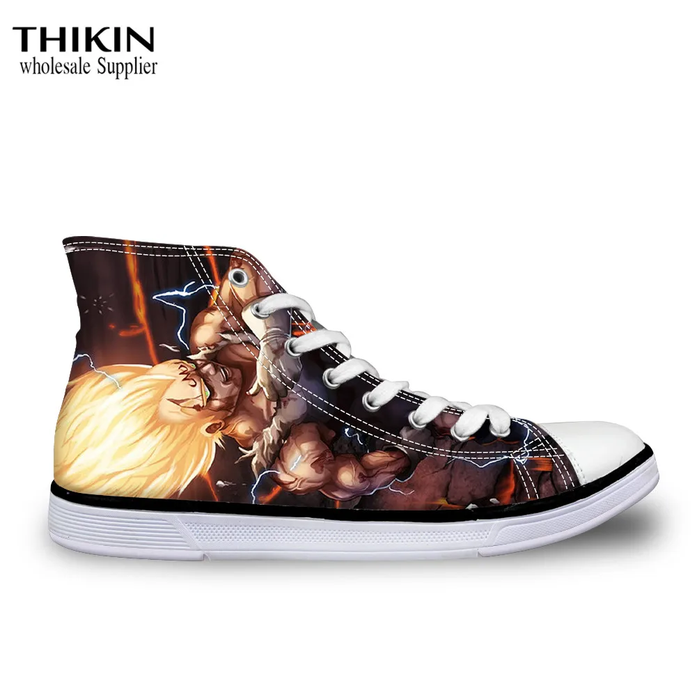 as picture THIKIN Dragon Ball/Классическая Вулканизированная обувь с высоким берцем для мужчин; Sun Wukong; модная удобная парусиновая Обувь На Шнуровке Для мальчиков - Цвет: as picture